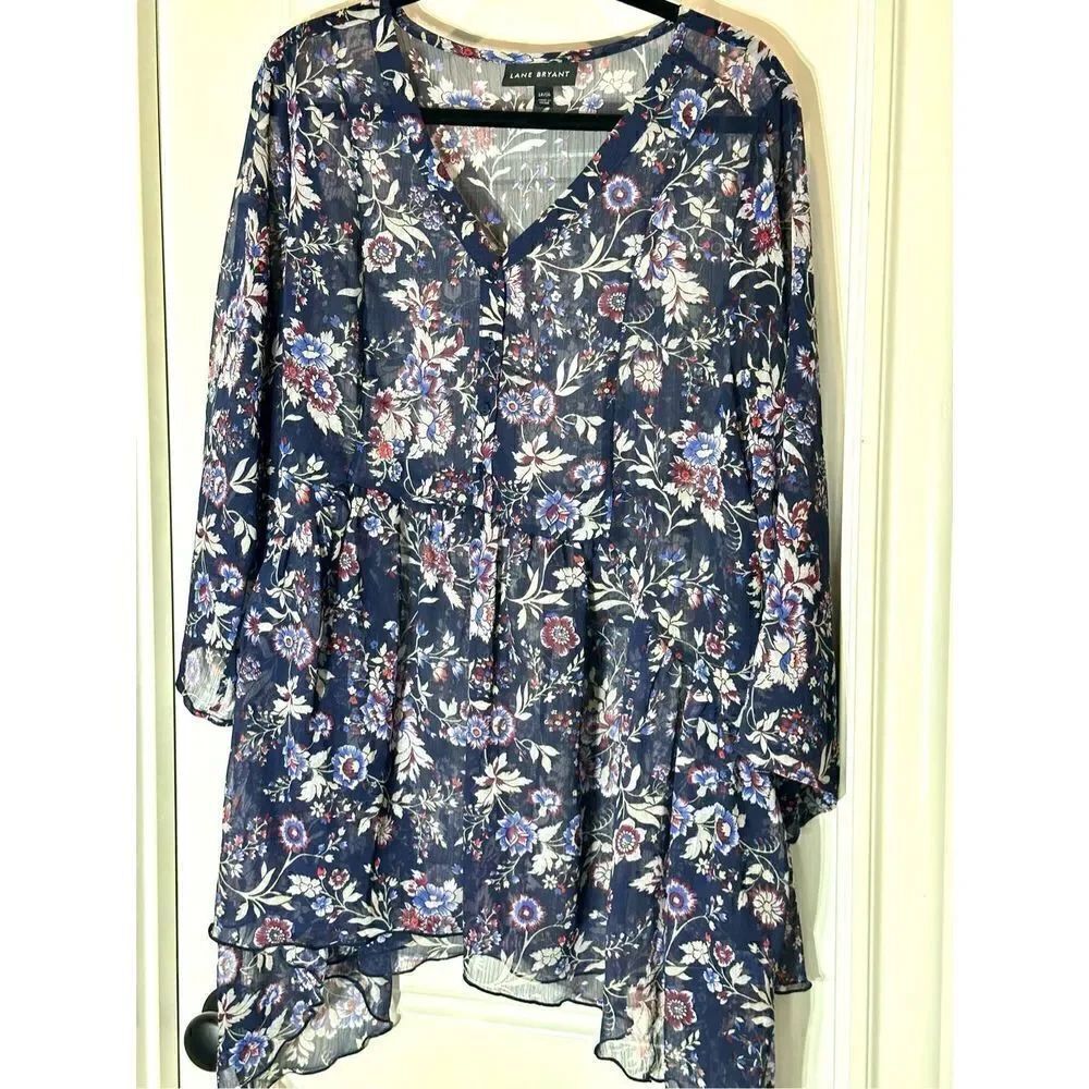 Lane Bryant sheer floral long sleeve tunic size 14/16
